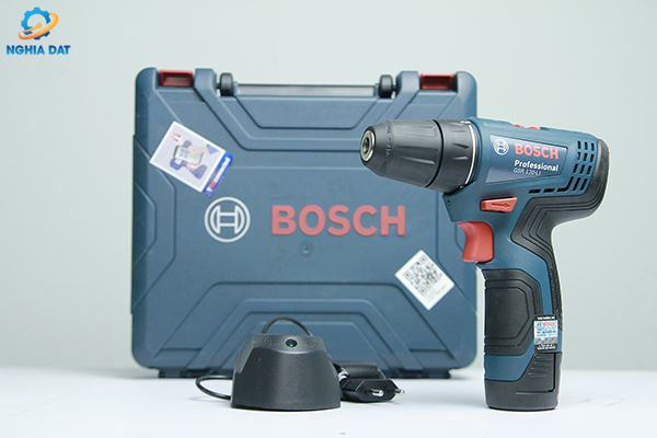 Máy khoan, vặn vít 12V GSR 120-LI GEN II (1 pin 1Ah + sạc 2 chấu+phụ kiện) Bosch