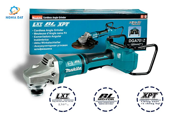 Máy mài góc dùng pin(180mm/công tắc bóp/aws/bl)(18vx2) MA-DGA701Z Makita