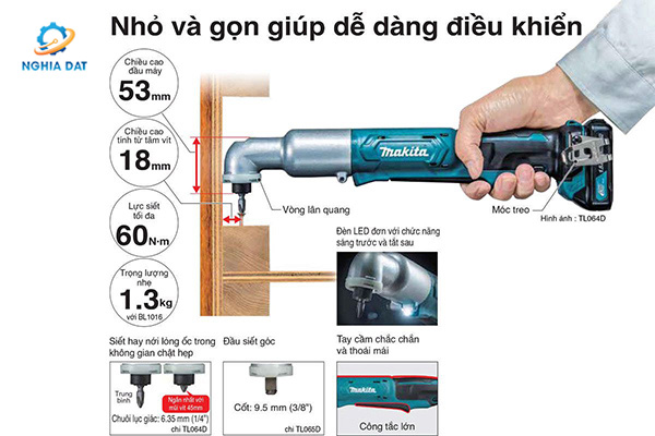 Máy vặn vít góc dùng pin(12v max) MA-TL064DSYE Makita