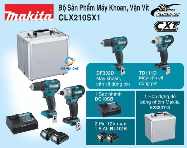 Bộ sản phẩm(df332d+td111d)(12v max) MA-CLX210SX1 Makita