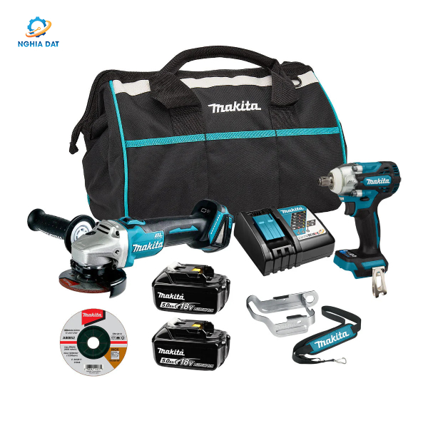 Bộ sản phẩm(dtw300z+dga404z+bl1850b*2+dc18rc)(18v) MA-DLX2406TX1 Makita