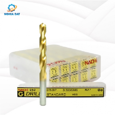 Mũi khoan hợp kim phủ TIN 7.4mm GSD L520P Nachi