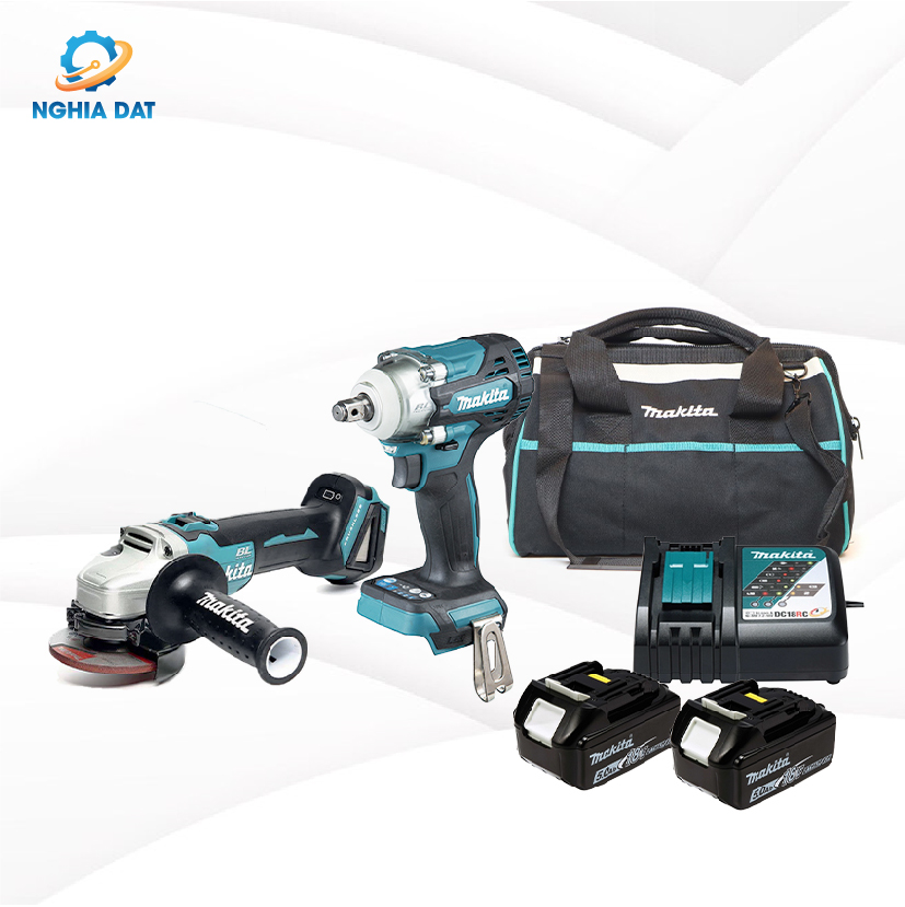 Bộ sản phẩm(dtw300z+dga404z+bl1850b*2+dc18rc)(18v) MA-DLX2406TX1 Makita