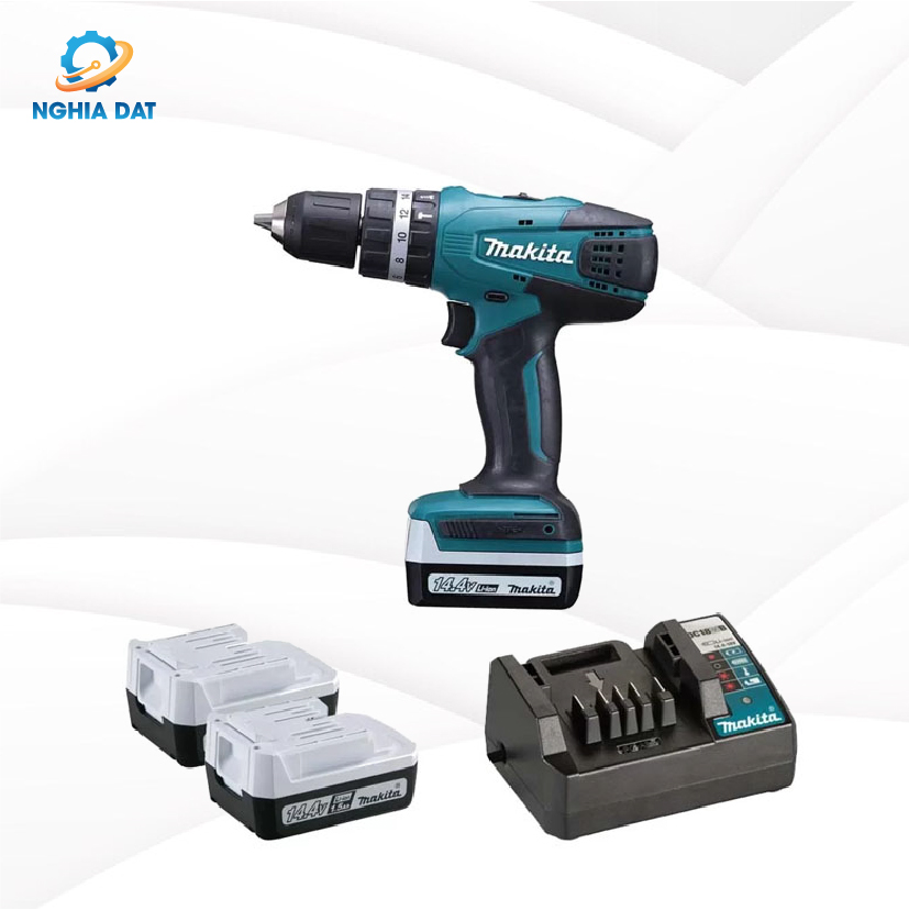 Máy khoan búa, vặn vít dùng pin(bl1415g*2+dc18wb)(14.4v) MA-HP347D001 Makita